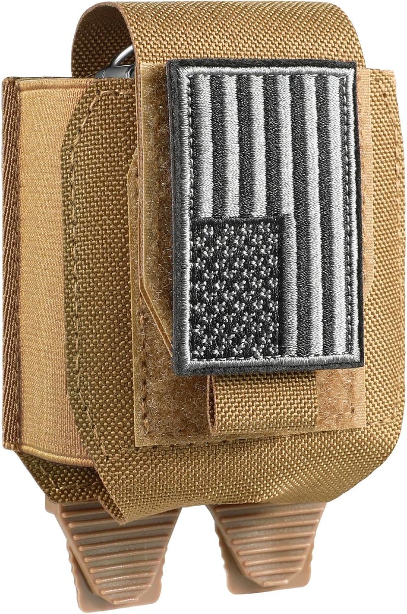 FRTKK Molle Handcuff Pouch, Handcuff Case for Duty Belt/Tactical Vest, Handcuff Holster with USA Flag Patch Fit ASP Handcuff/Hinged Handcuff/Chain Handcuff/Folding Rigid Handcuff - Image 1